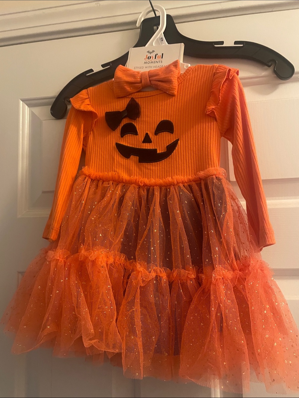 Girls Orange Pumpkin Tutu Dress with Bow -